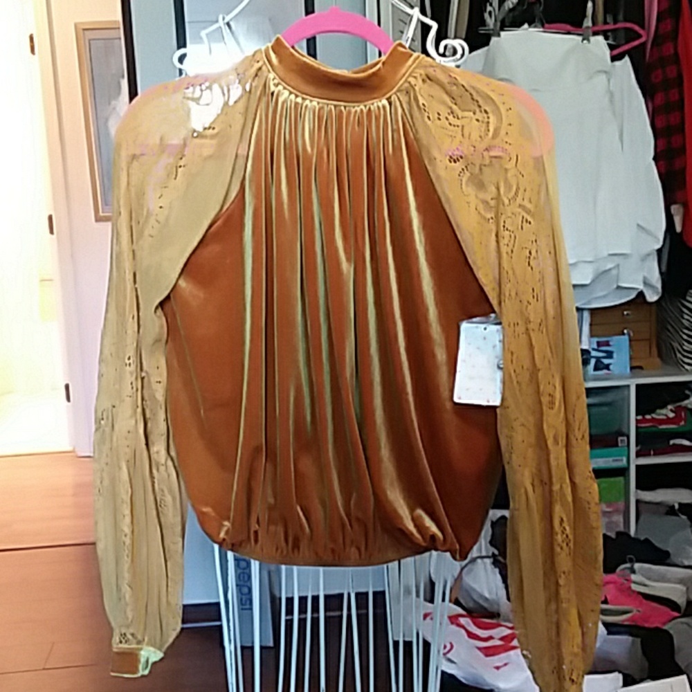 Free people lace and velvet top